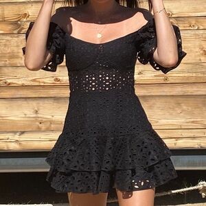 Charo Ruiz mini black dress in cotton lace